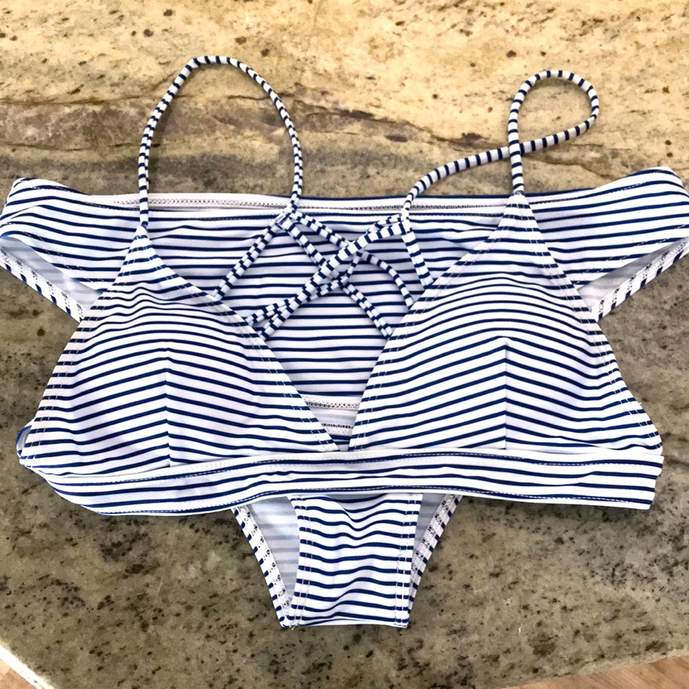 Navy/white nauti-stripe bikini